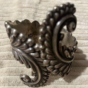 Rare Vintage Sterling Silver Leaf Cuff